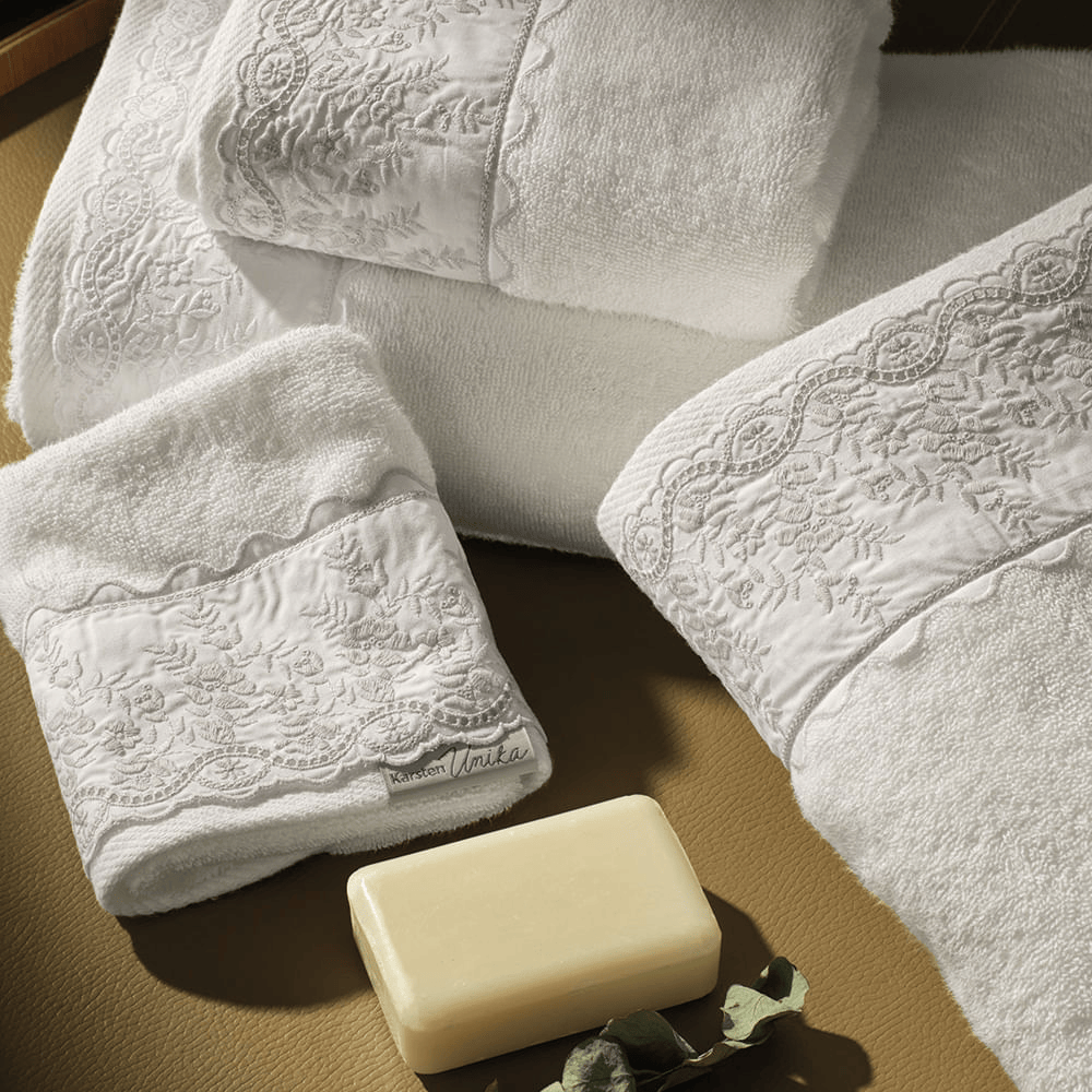 JOGO DE BANHO 5 PECAS ANTONIA BORDADO BRANCO 100% ALGODAO