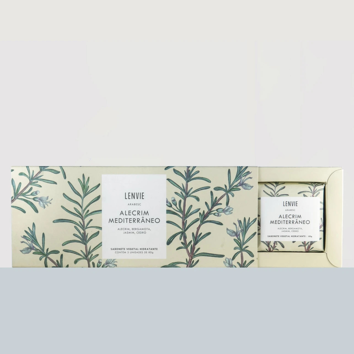 KIT 3 SABONETES VEGETAL EM BARRA ALECRIM MEDITERRANEO 80G