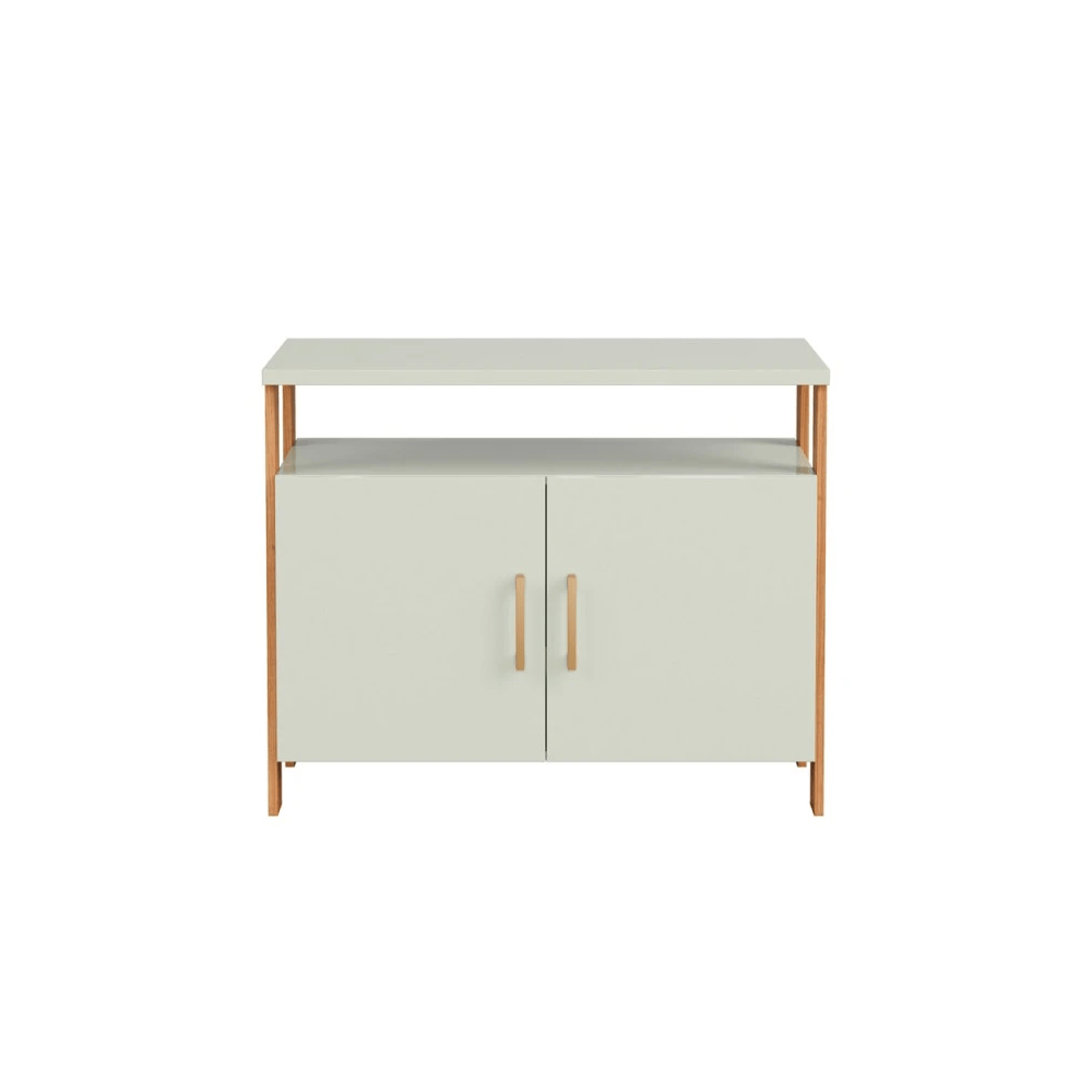 BALCAO 2 PORTAS INDUSTRIAL OFF WHITE/FREIJO/GOLD - 73CM X 89,5XM