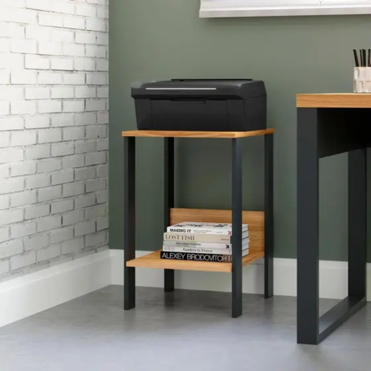 MESA AUXILIAR INDUSTRIAL 40 X 44CM - FREIJO/PRETO FOSCO