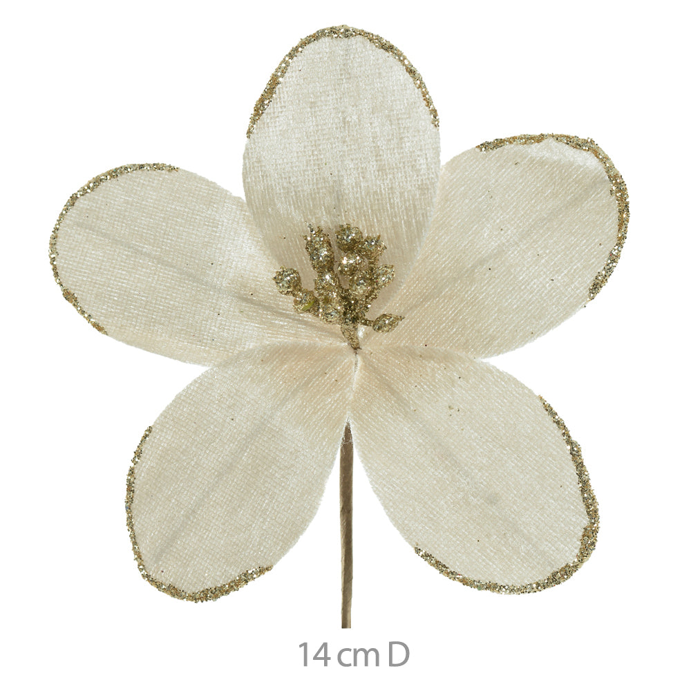 HASTE BICO DE PAPAGAIO AVELUDADO CHAMPANHE GLITTER DOURADO 14CM