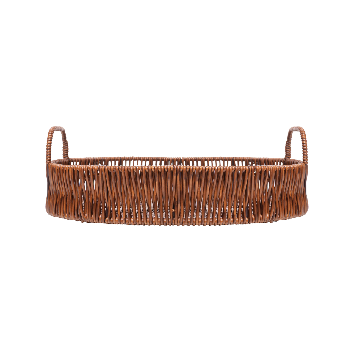 BANDEJA REDONDA COM ALCA RATTAN 30,5CM X 30,5CM X 10CM PLASTICO - LYOR