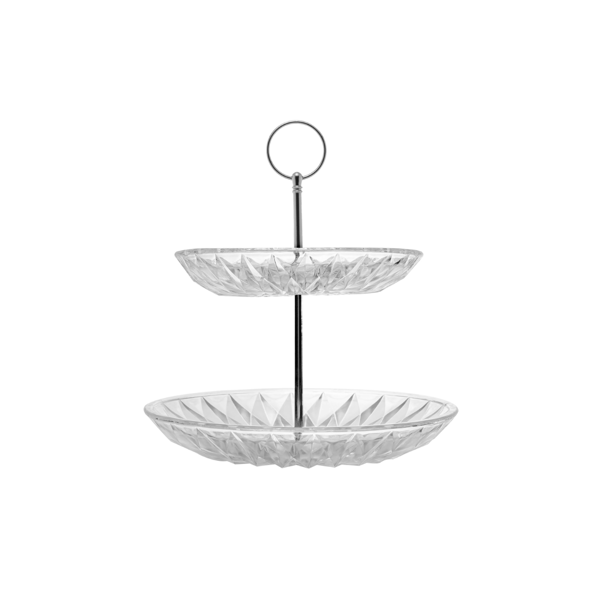 PORTA DOCES DE VIDRO 2 ANDARES DIAMOND 25CM