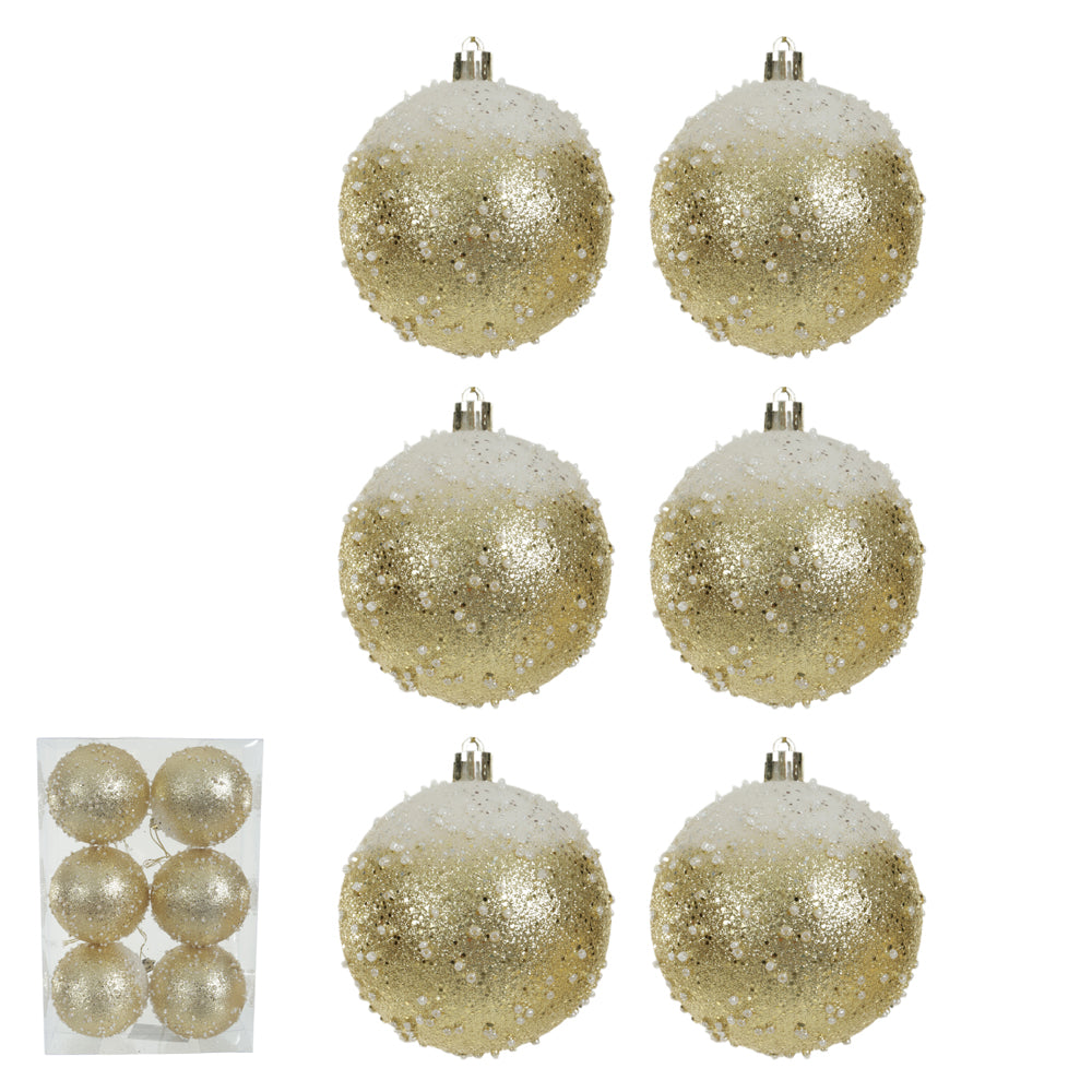 BOLA DECORADA DOURADO 8CM COM 6 UNIDADES