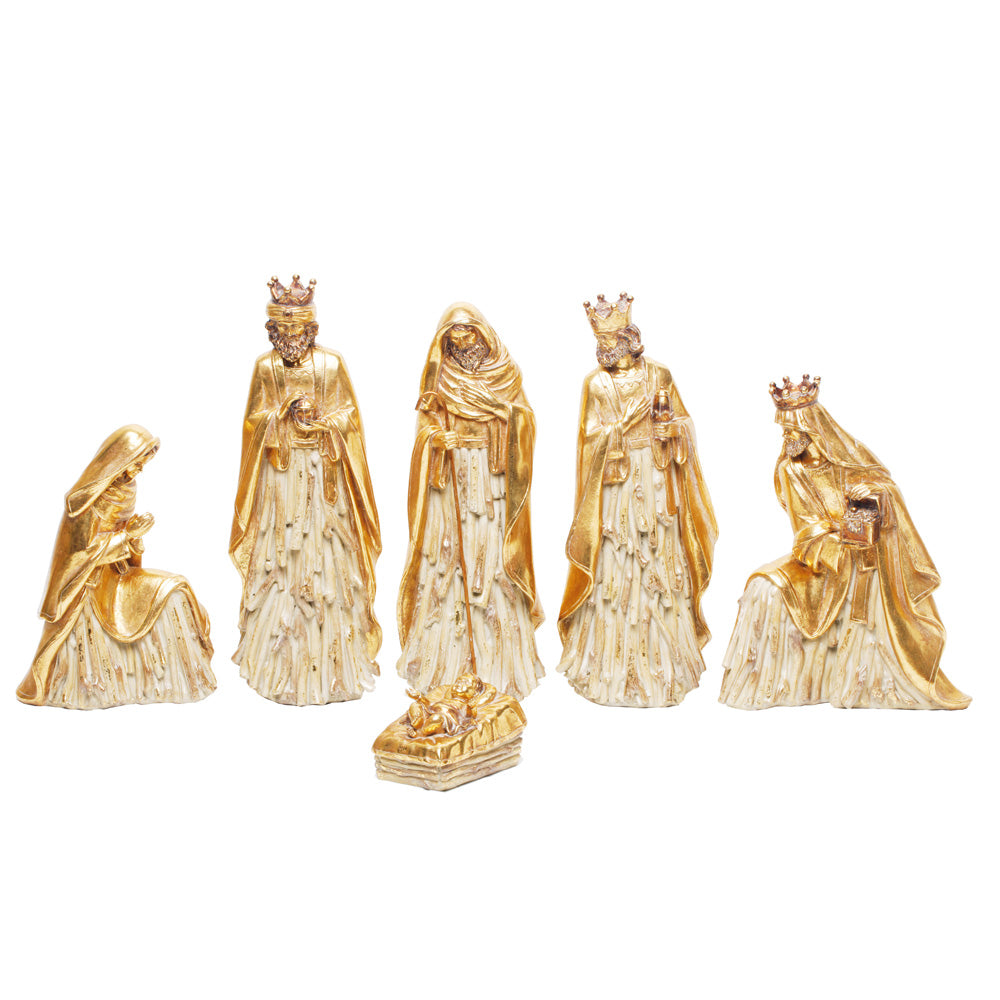 PRESEPIO COM ACABAMENTO DOURADO 6 PECAS