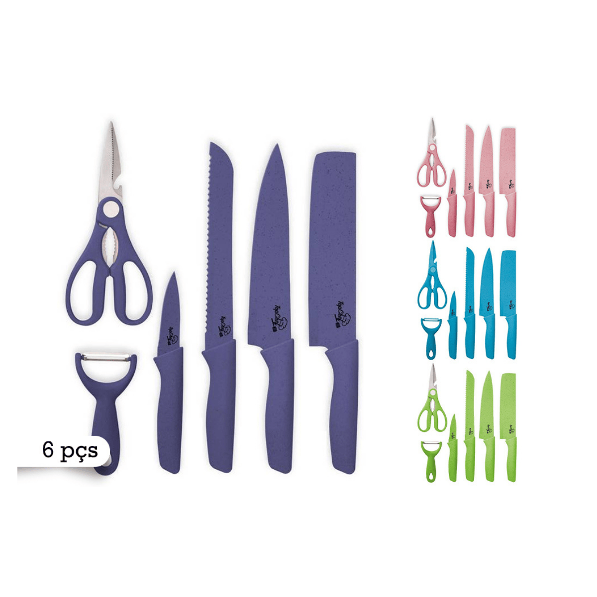 FACAS COZINHA 6PCS 4CORES - TOPCHEF