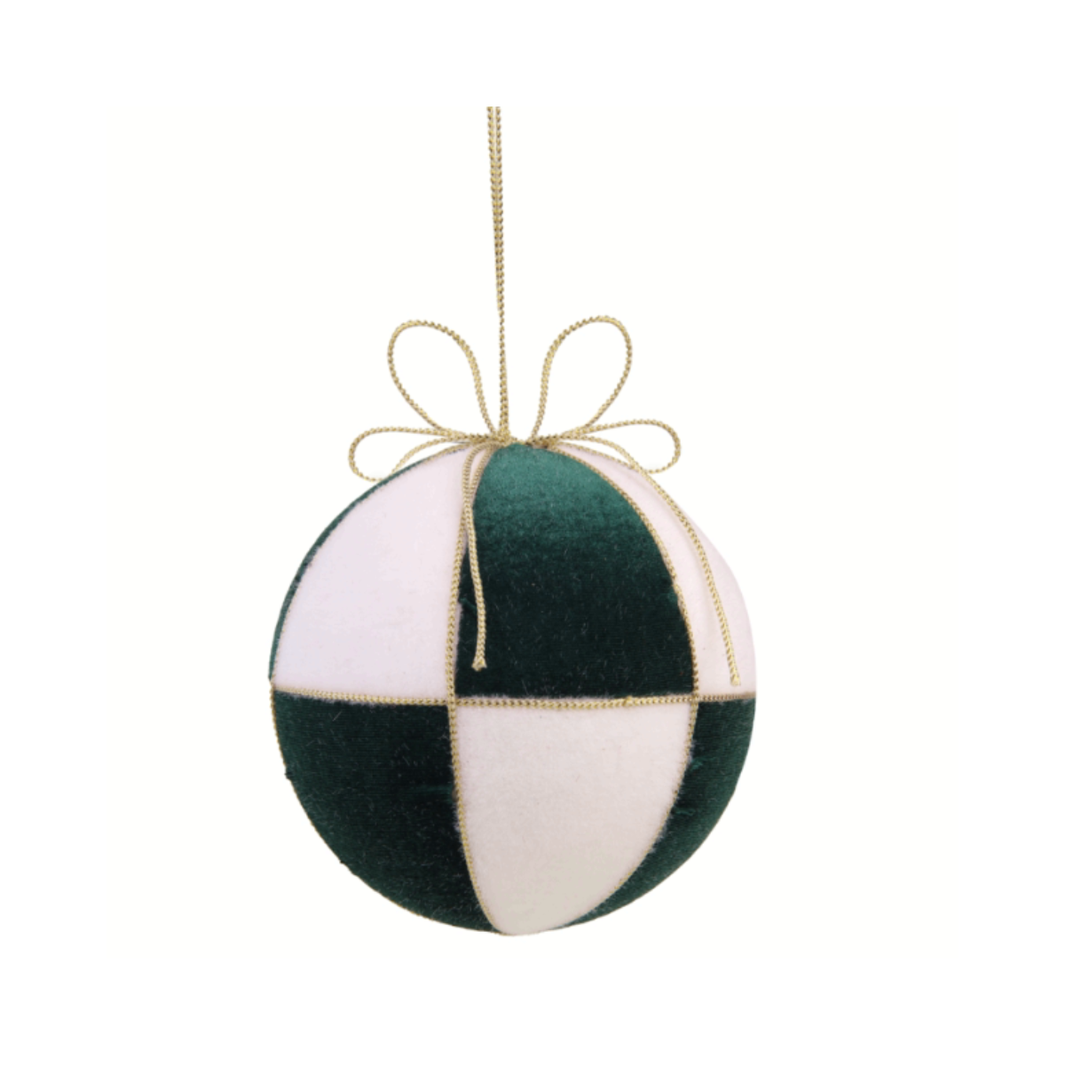BOLA DECORADA NATAL VERDE E BRANCO 10CM