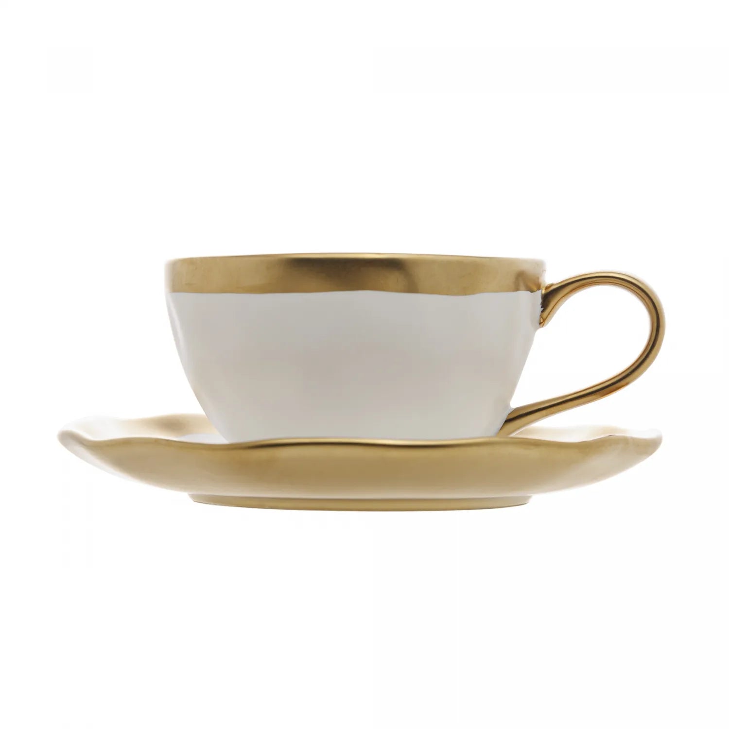 XÍCARA DE CAFÉ DUBAI 90ML BRANCO E DOURADO 90ML PORCELANA