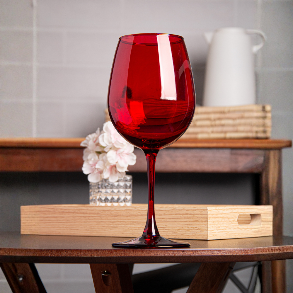 TACA PARA VINHO GOURMET VIDRO VERMELHA – 600ML