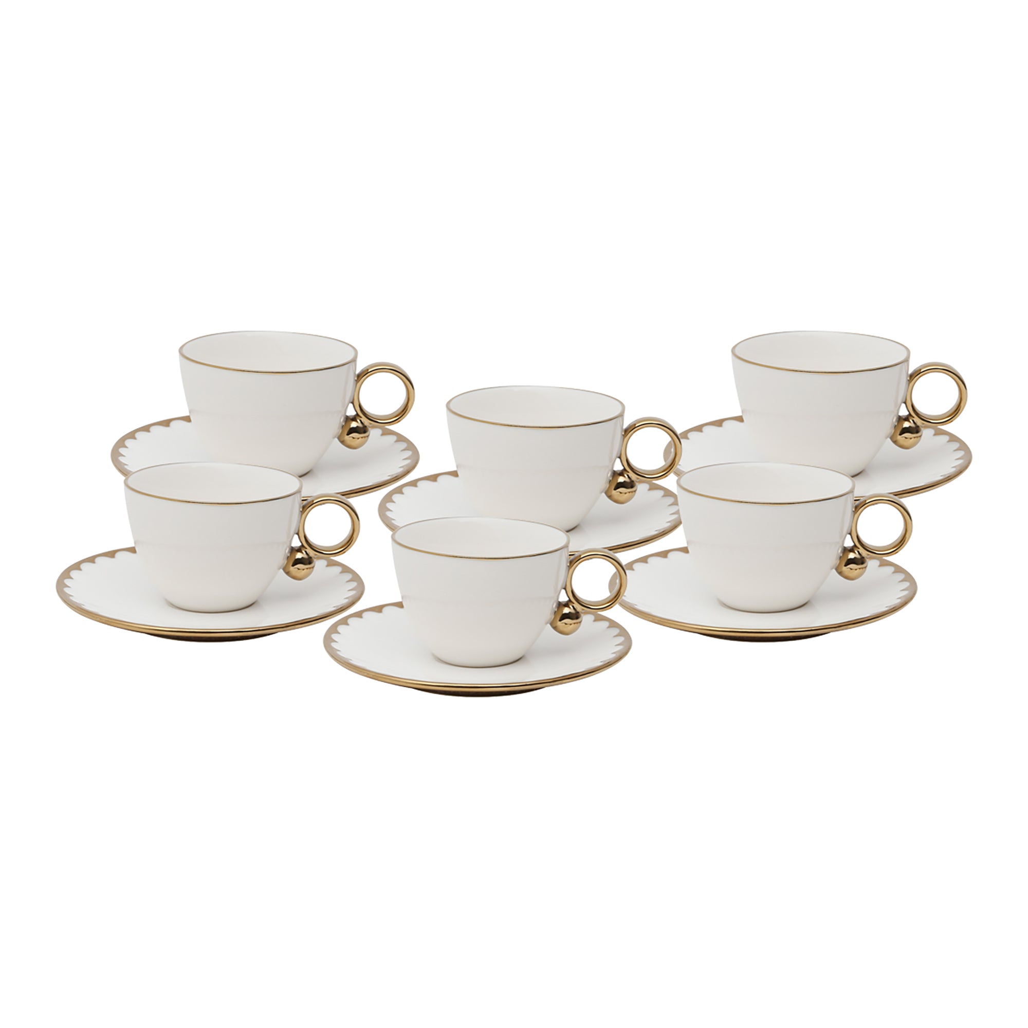 CONJUNTO COM 6 XÍCARAS DE CHÁ EM PORCELANA COM PIRES EGG - 200ML