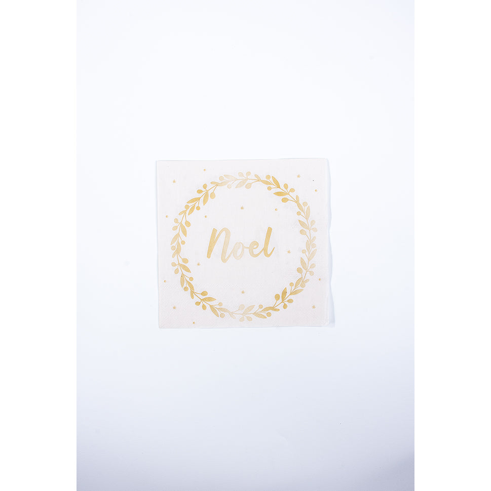GUARDANAPO PAPAI NOEL BRANCO/OURO 33X33