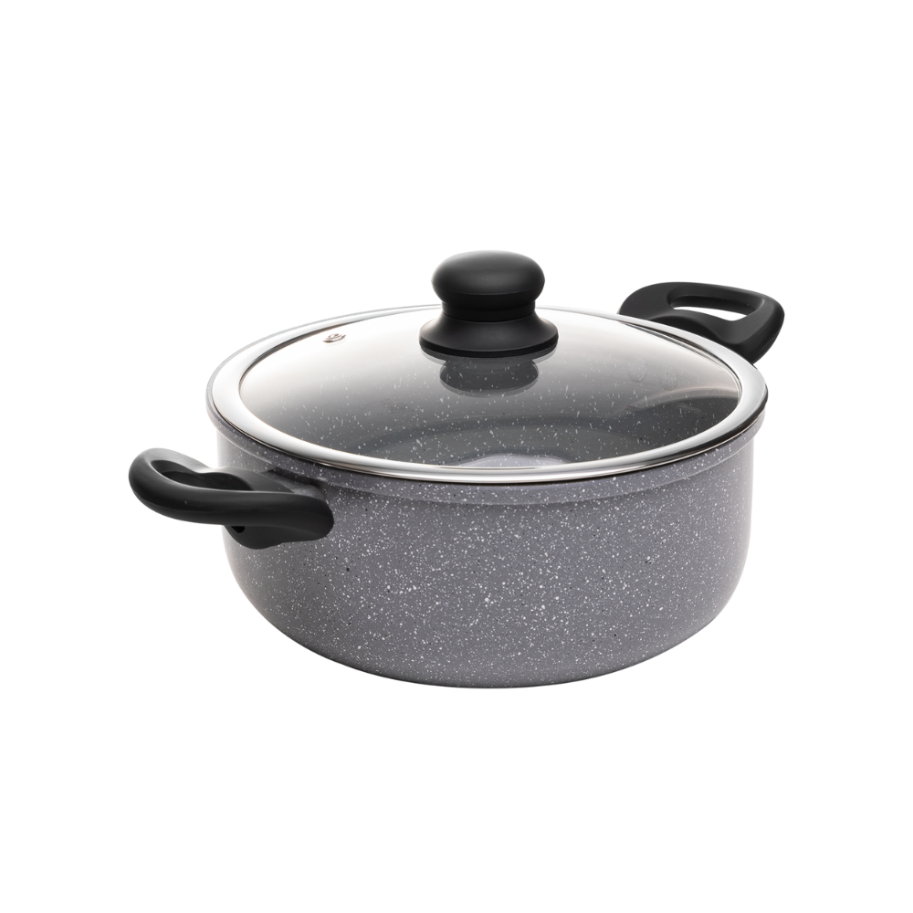 JOGO DE PANELAS DE INDUCAO 5 PECAS ALUMINIO GRANILITE CINZA COM REVESTIMENTO CERAMICO