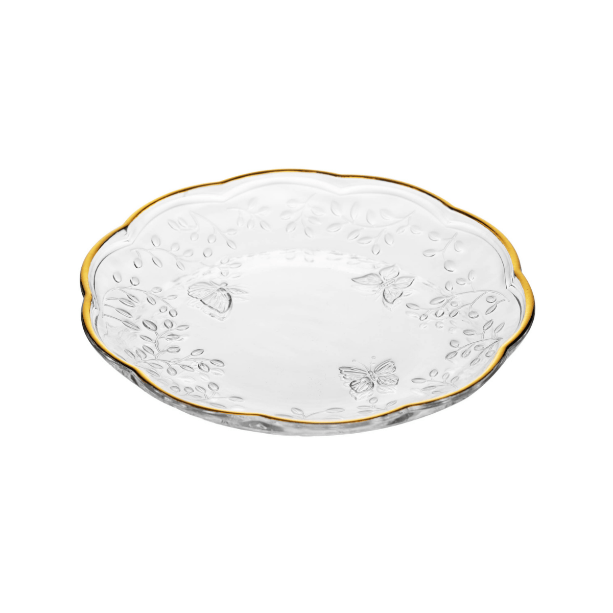 JOGO DE JANTAR 20 PECAS NEW BUTTERFLY COM FIO DE OURO CRISTAL ECOLOGICO