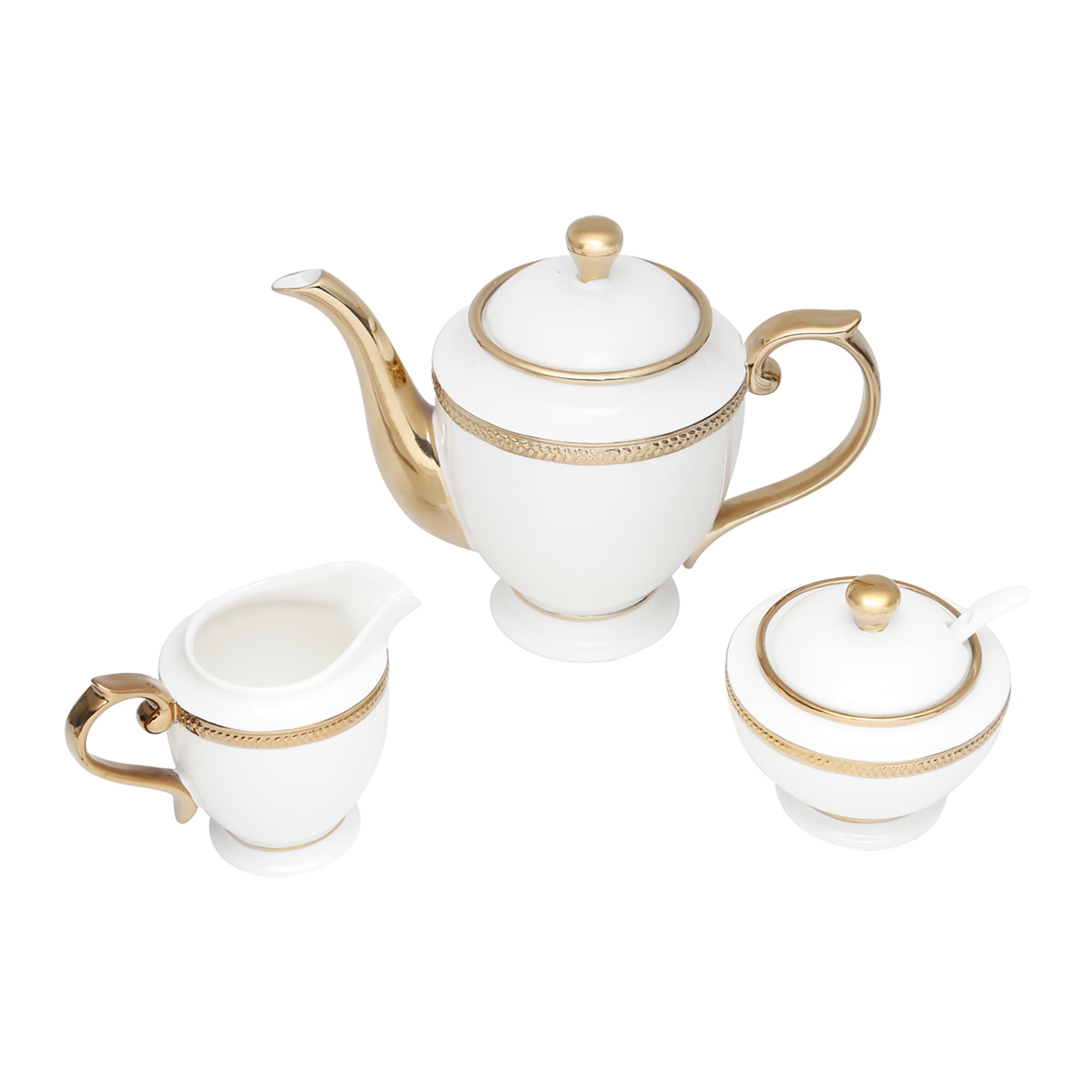 CONJUNTO 3 PEÇAS DE PORCELANA PARA CHÁ PADDY BRANCO