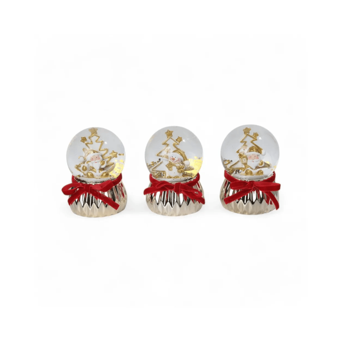 GLOBO DE AGUA PAPAI NOEL BONECO DE NEVE BRANCO OURO - 9,5CM (SORTIDO)