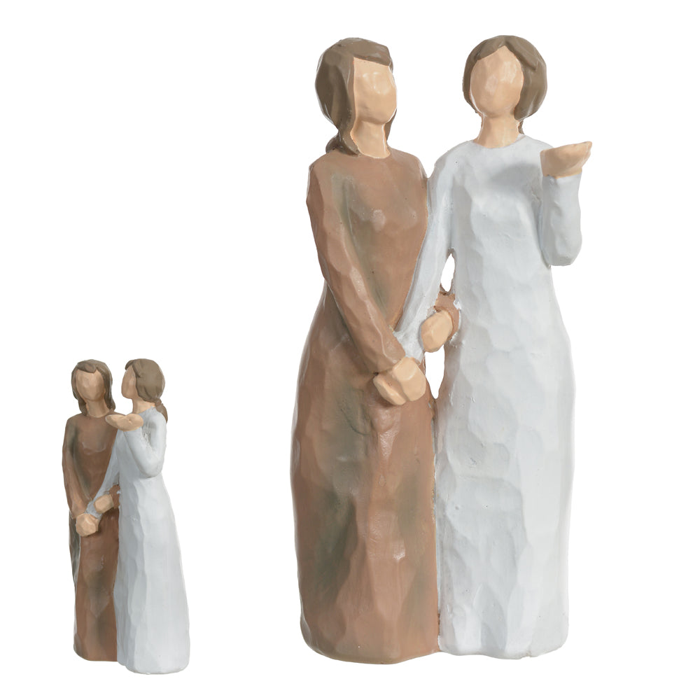 ESCULTURA DECORATIVA RESINA MAE E FILHA (COLORIDO) 15CM 7D