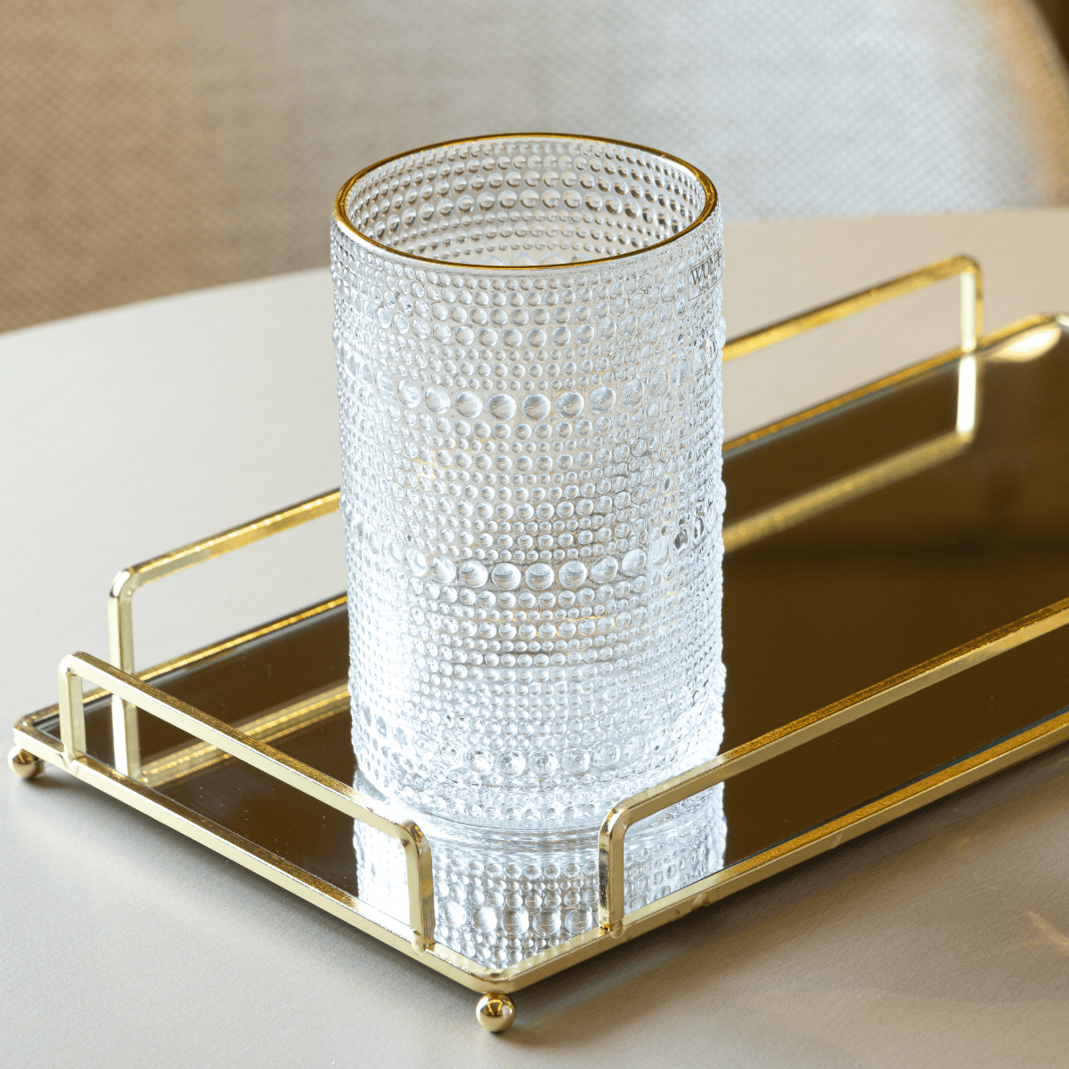 COPO ALTO DOTS COM FIO DE OURO 420ML VIDRO