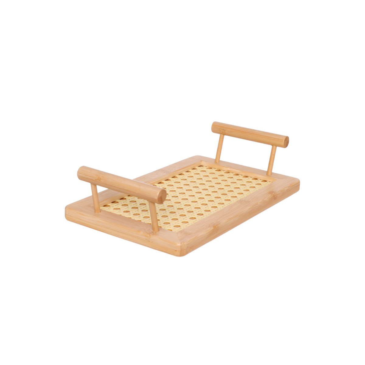 BANDEJA RETANGULAR DE BAMBU COM ALÇA 25CM