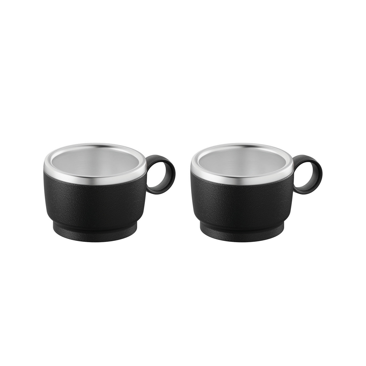 CONJUNTO DE 2 XICARAS - ABS/ACO INOX PRETA - 80ml