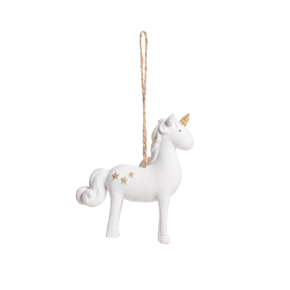 UNICORNIO EM PE DE ENFEITE BRANCO/OURO TAM G COM 1UN