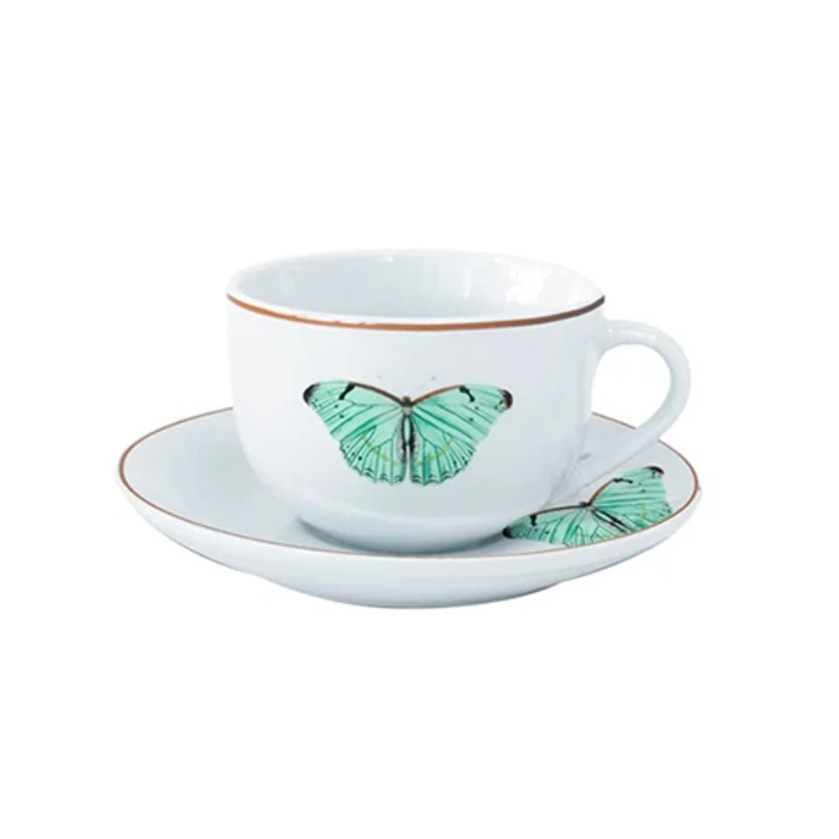 XÍCARA E PIRES PARA CAFÉ BORBOLETA EM PORCELANA - 80ML
