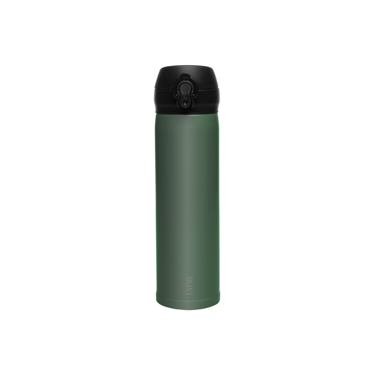 GARRAFA TERMICA DUPLA PAREDE DE ACO INOX COM TAMPA FLIP VERDE 410ML