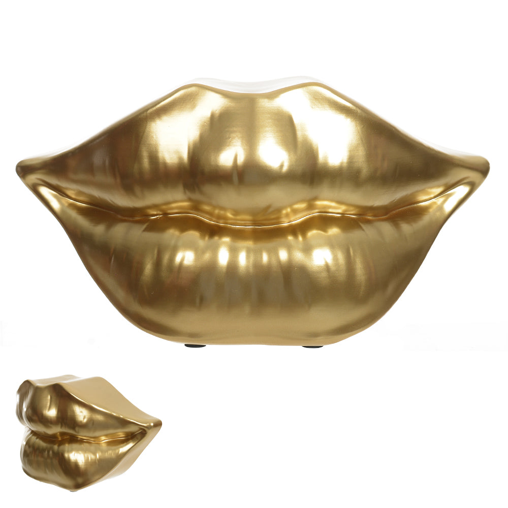 ESCULTURA DECORATIVA POLIRESINA BOCA (DOURADO)