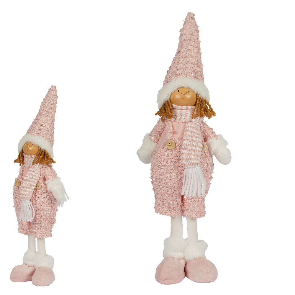BONECO DE NATAL MENINA EM PE ROSA 45CM
