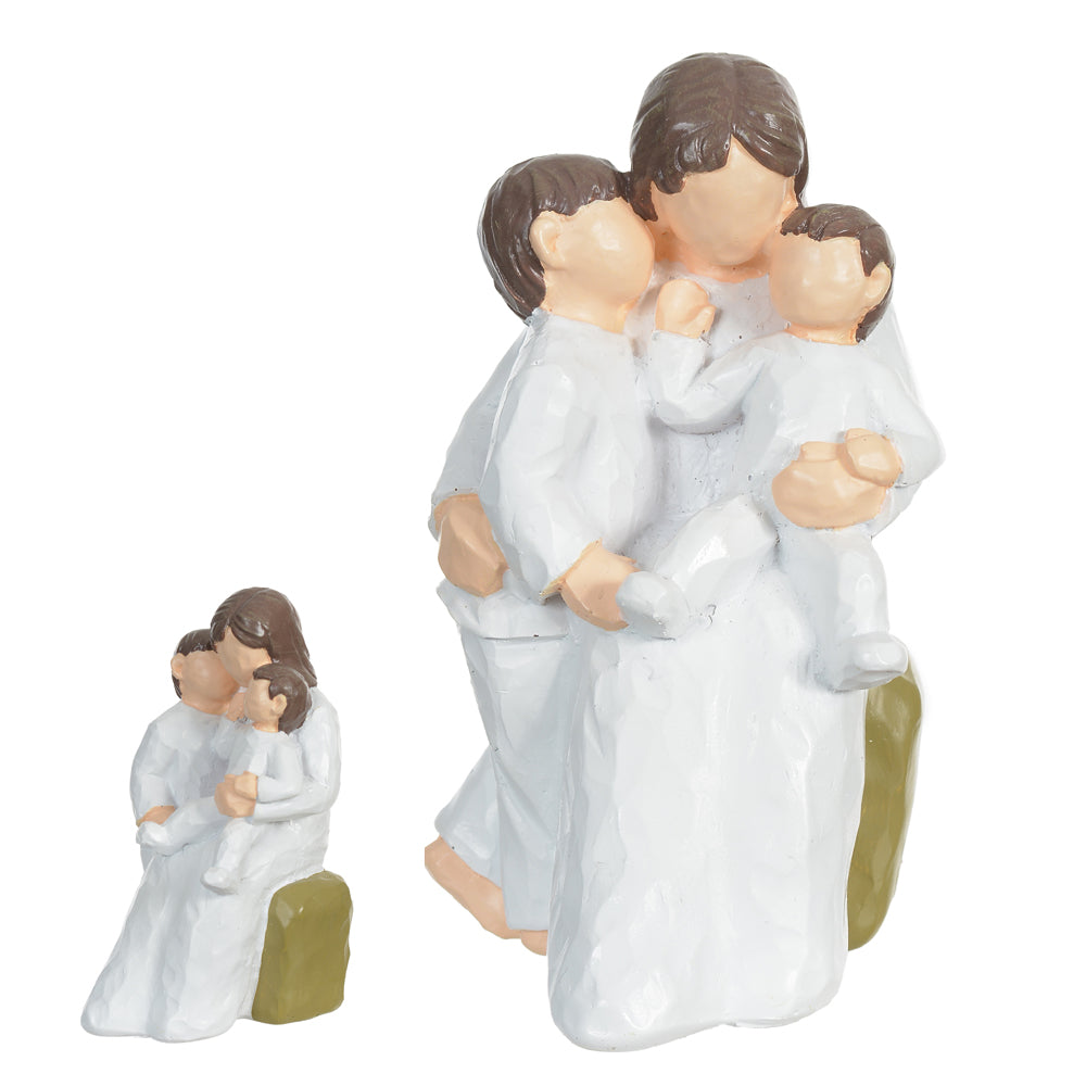 ESCULTURA DECORATIVA RESINA MAE E FILHOS (COLORIDO) 12,7CM 8D