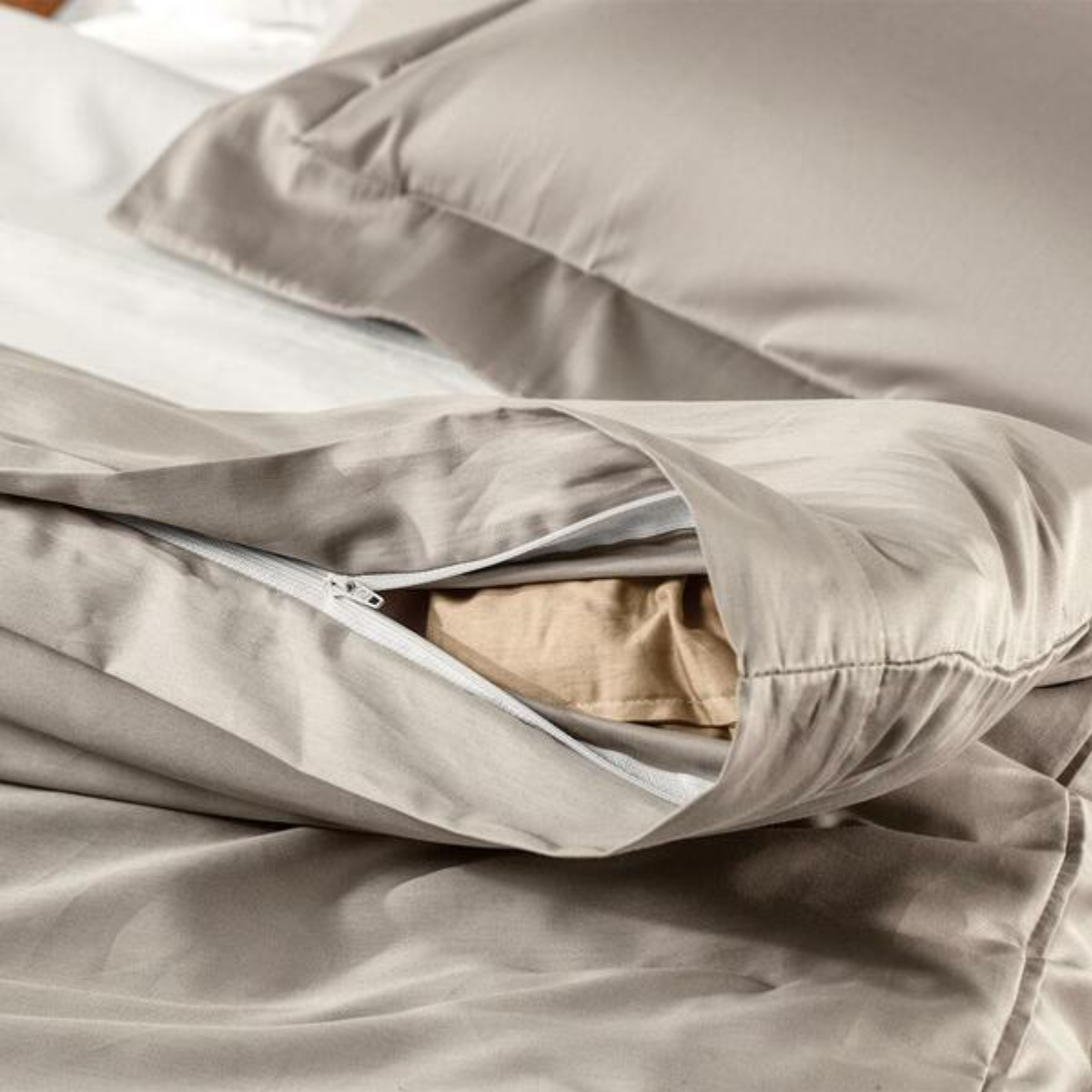 JOGO DUVET QUEEN 3 PECAS ALGODAO - CINZA