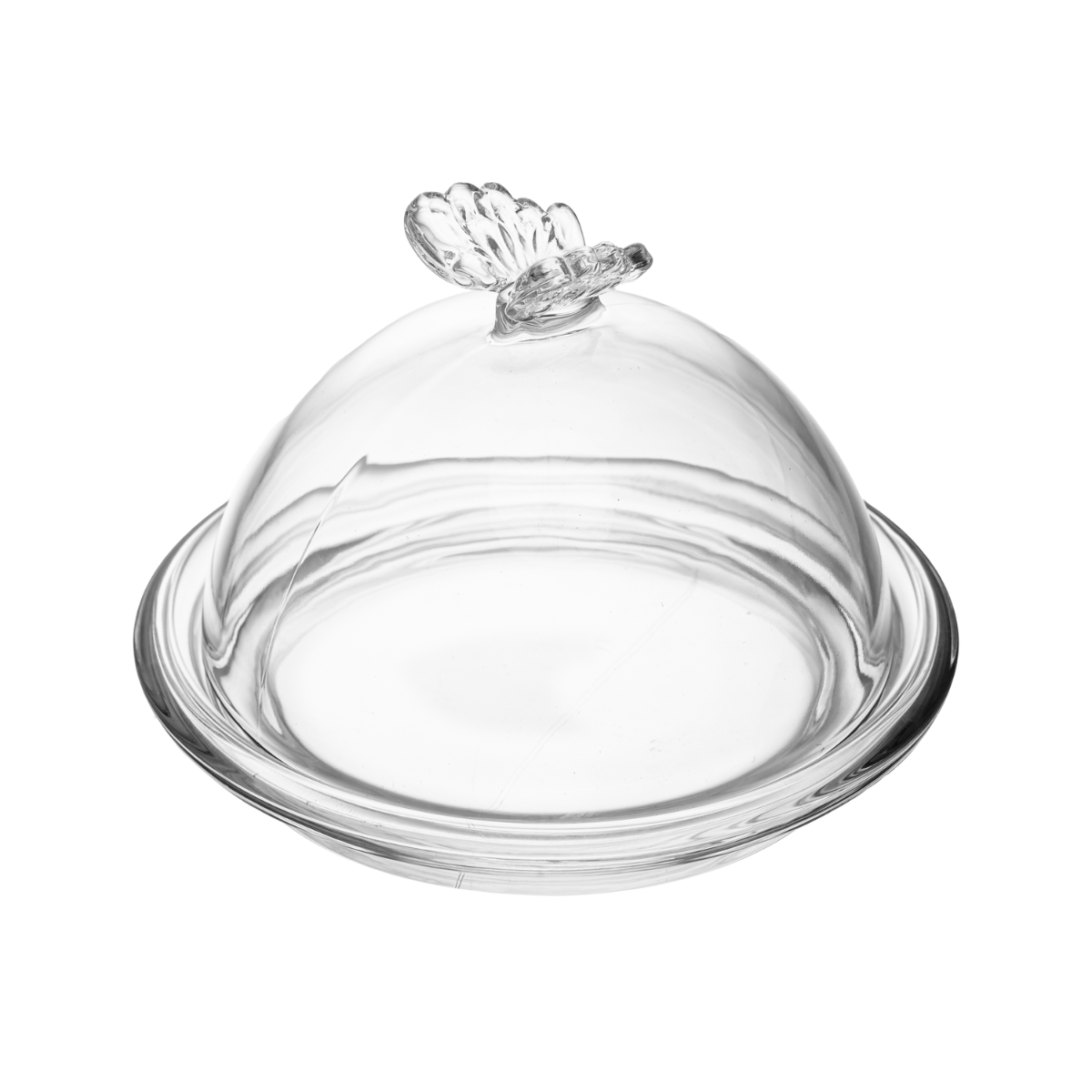 PRATO PARA DOCE COM TAMPA BUTTERFLY 15CM X 15CM X 10CM CRISTAL