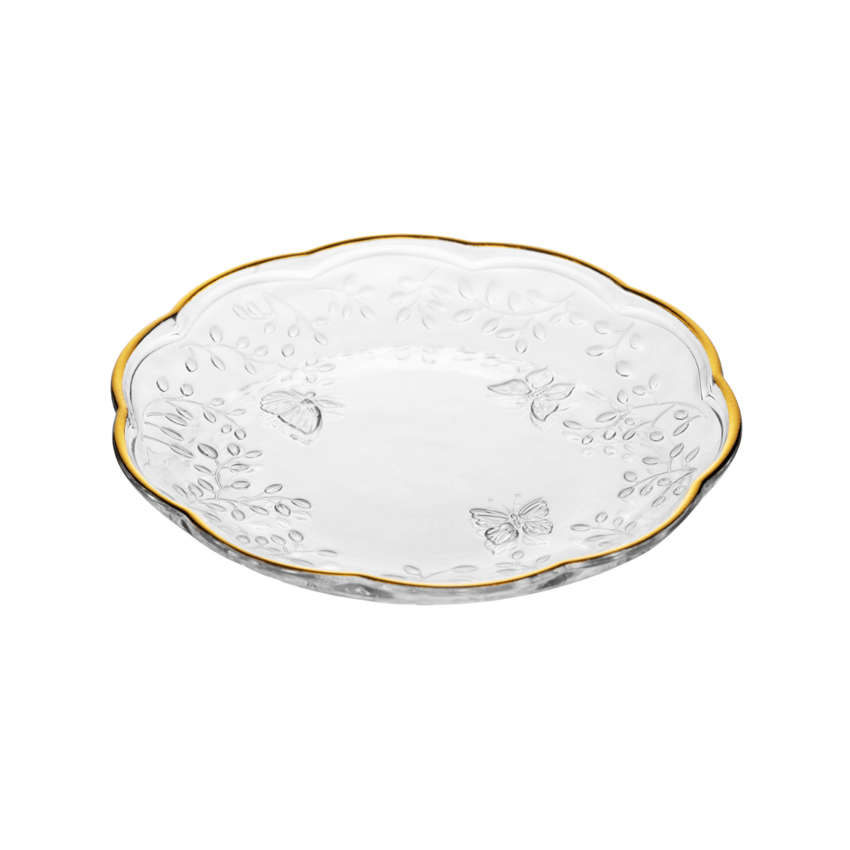 JOGO DE JANTAR 16 PECAS NEW BUTTERFLY COM FIO DE OURO CRISTAL ECOLOGICO