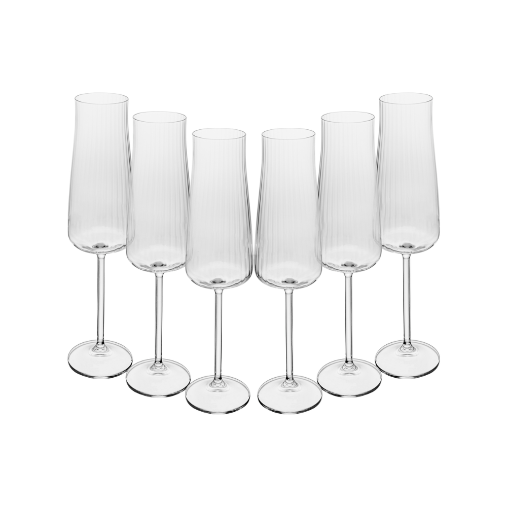 CONJUNTO 6 TACAS DE CHAMPAGNE ALEX OPTIC CRISTAL ECOLÓGICO - 210ML