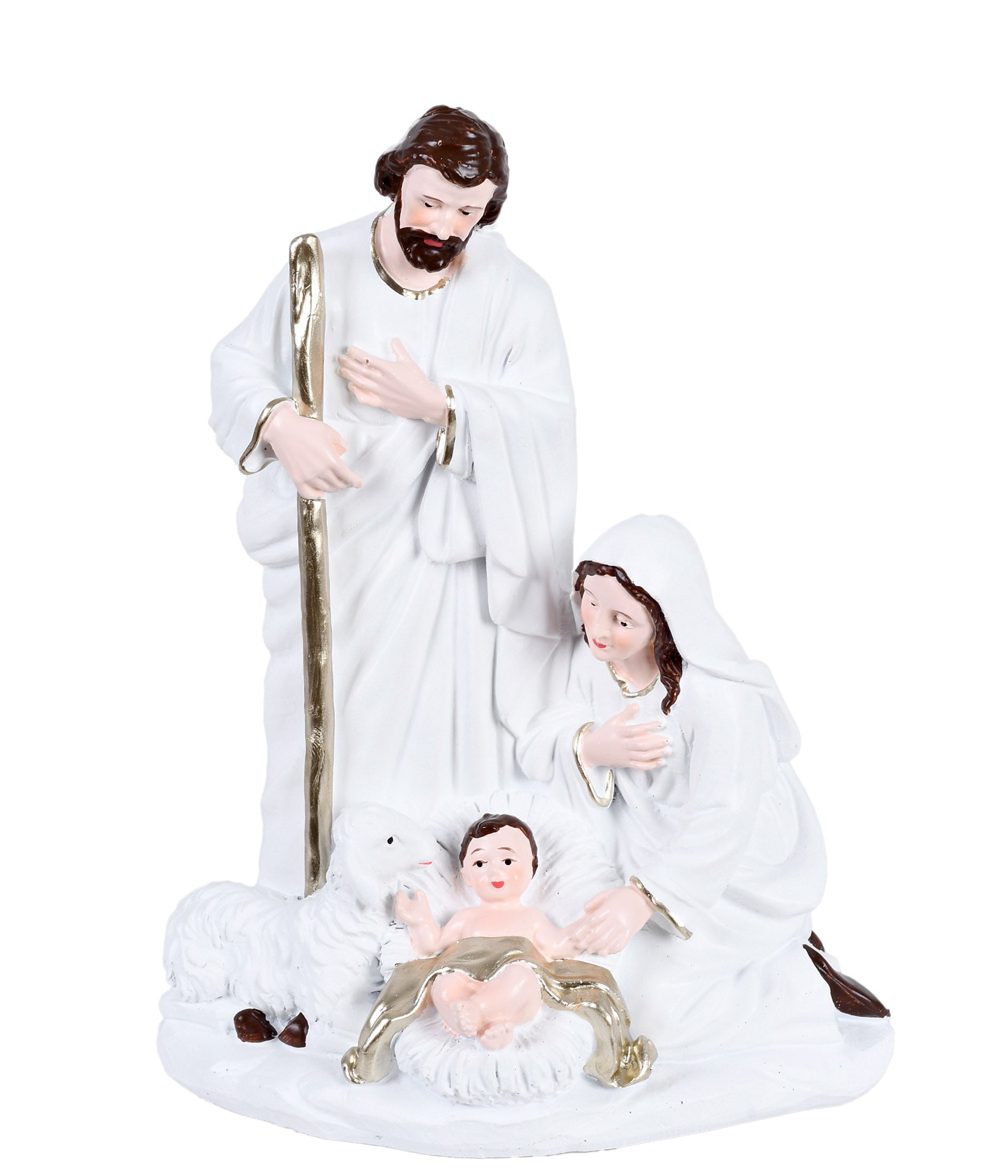 SAGRADA FAMILIA RESINA BRANCO DOURADO - 17CM