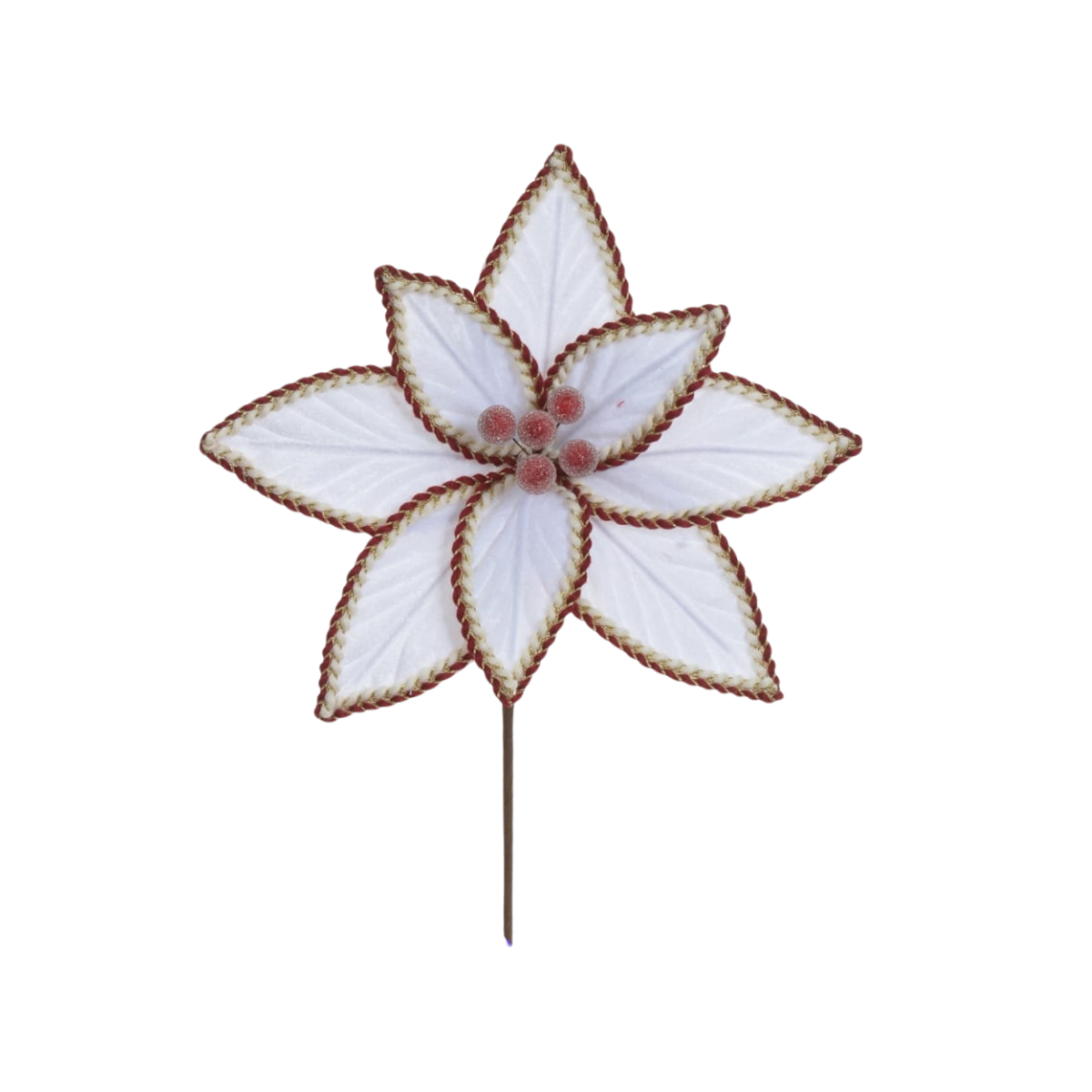 HASTE BICO DE PAPAGAIO AVELUDADO BRANCO VERMELHO - 18CM