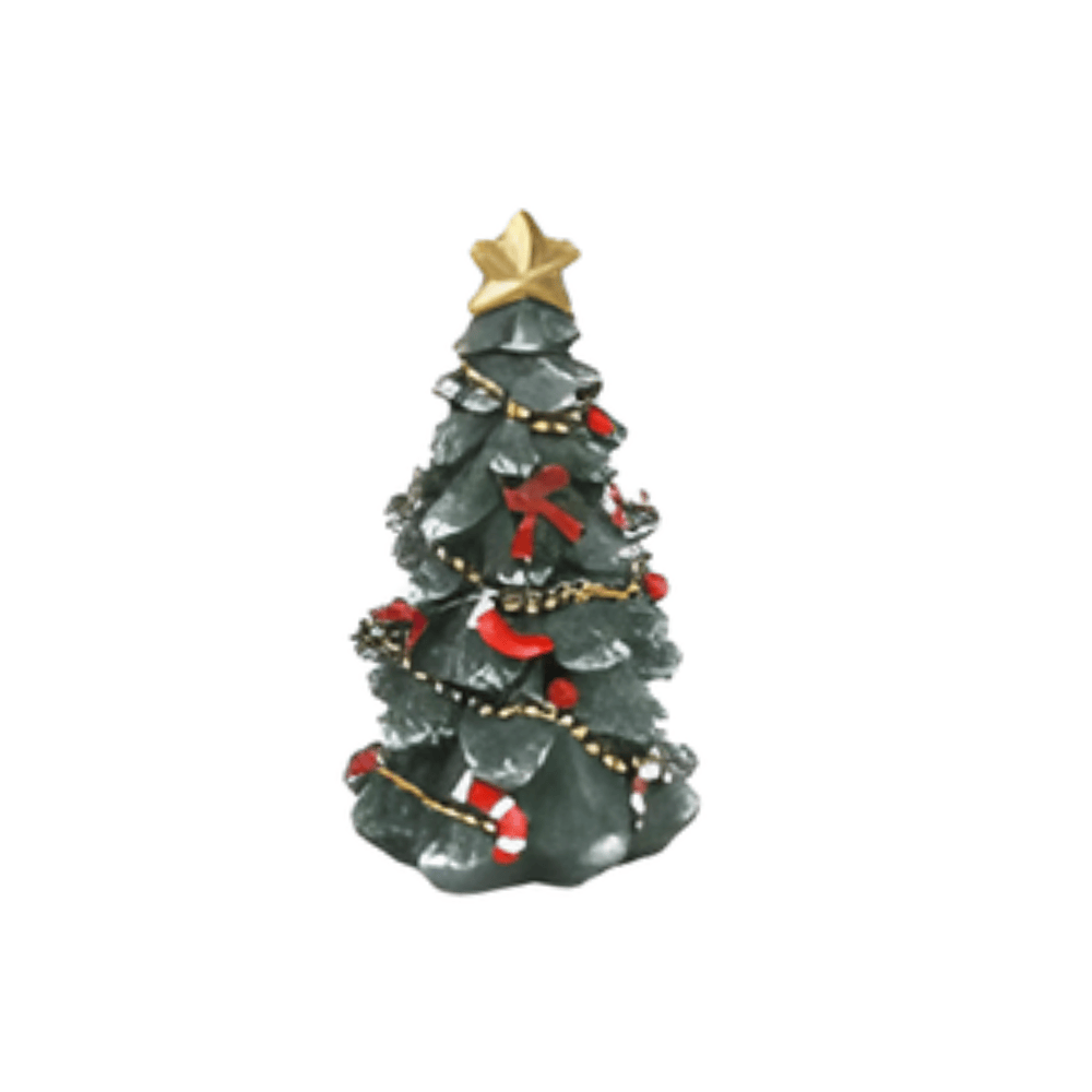 ENFEITE NATALINO ARVORE DECORADA RESINA - 6CM X 6CM X 10CM