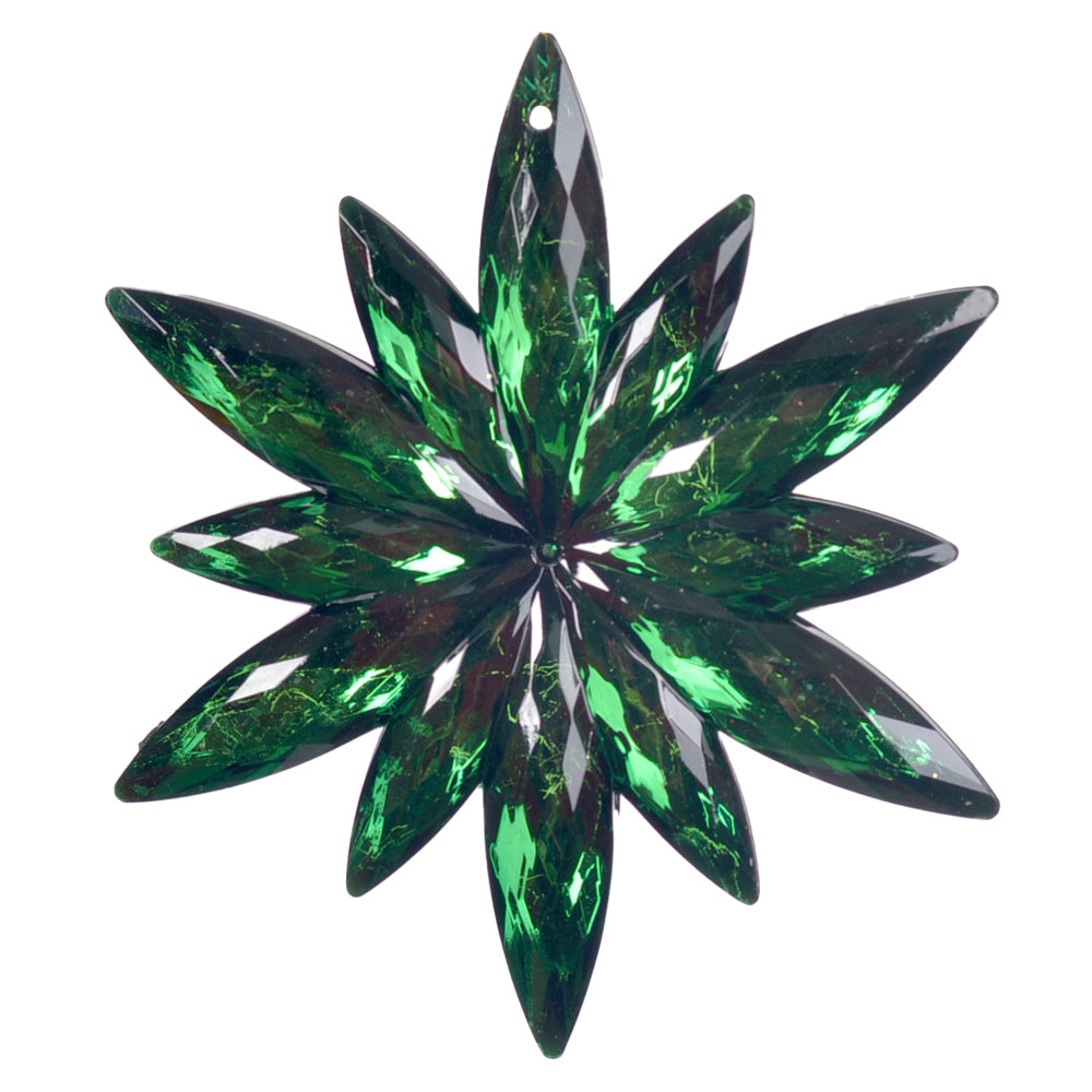 ENFEITE FLOCO DE NEVE VERDE 11,2CM