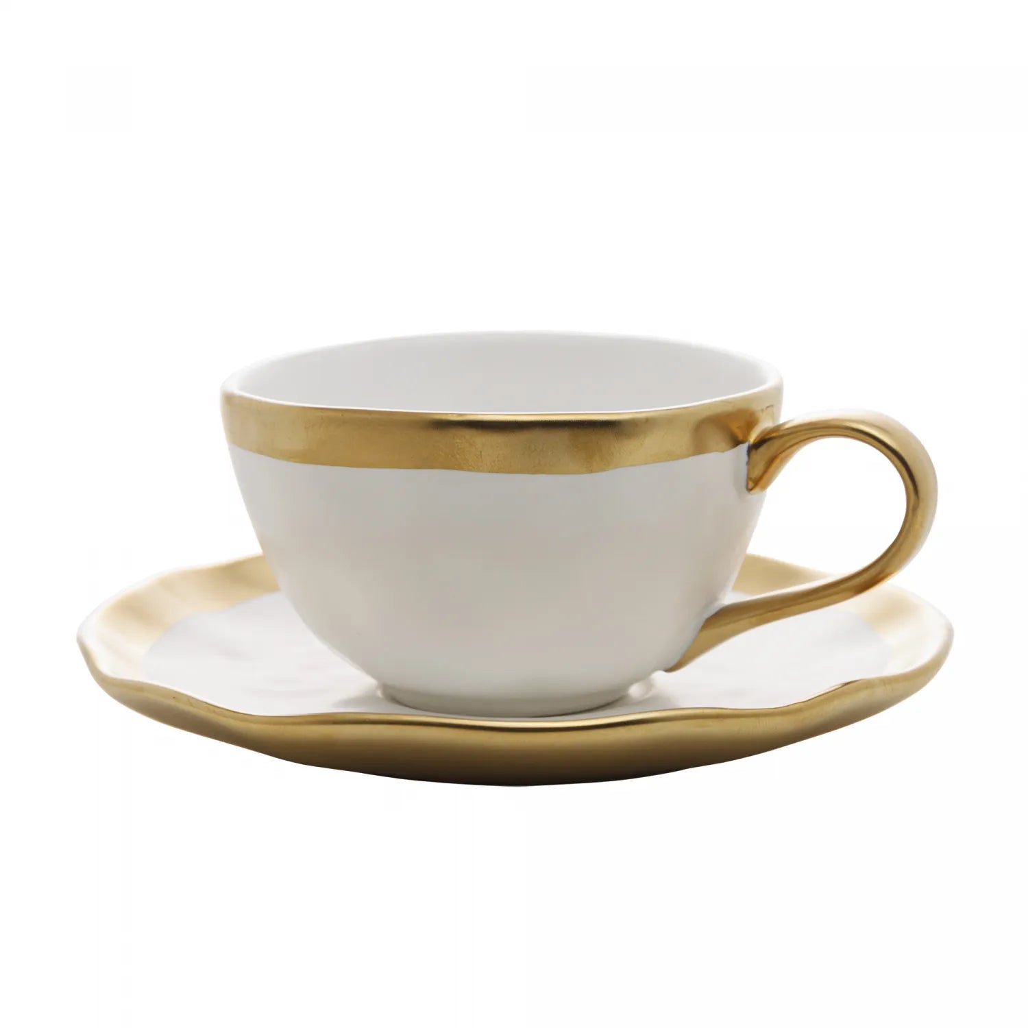 XÍCARA DE CAFÉ DUBAI 90ML BRANCO E DOURADO 90ML PORCELANA