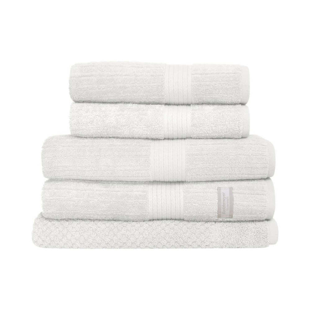 JOGO DE TOALHAS 5 PEÇAS FIO PENTEADO CANELADO BRANCO - 70CM X 1,40M