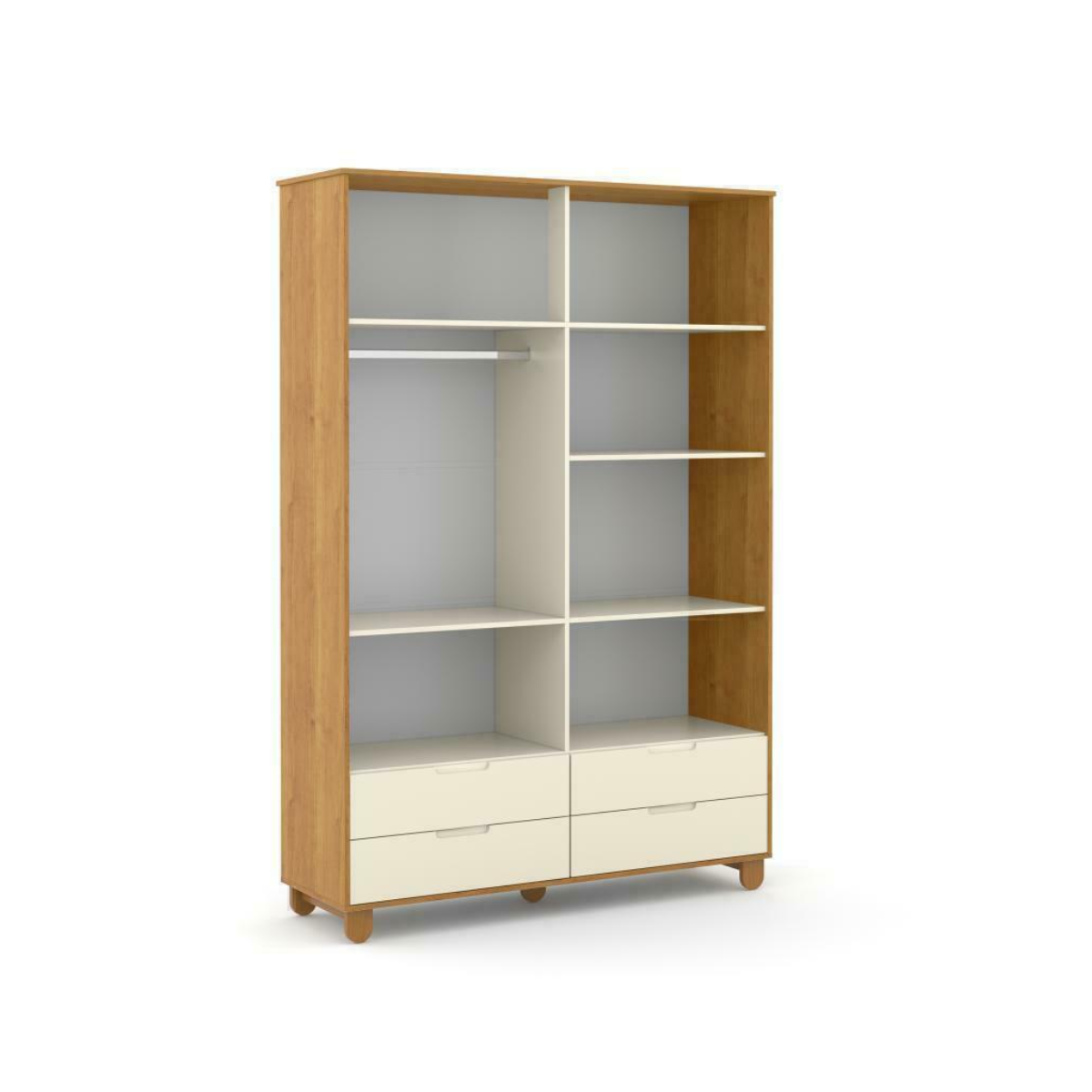 ROUPEIRO 4 PORTAS ZUPY CLEAN SM LAQUEADO FREIJÓ/OFF WHITE/ECO WOOD