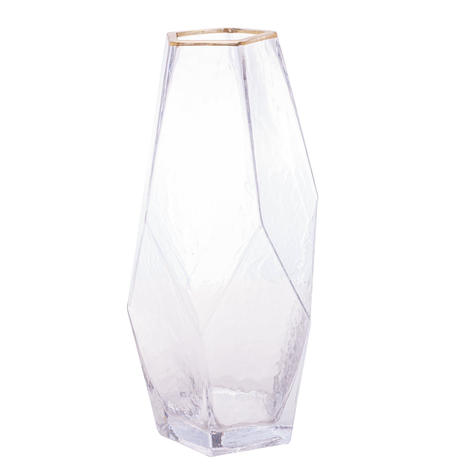 VASO DE VIDRO COM BORDA DOURADA TAJ 28,5CM