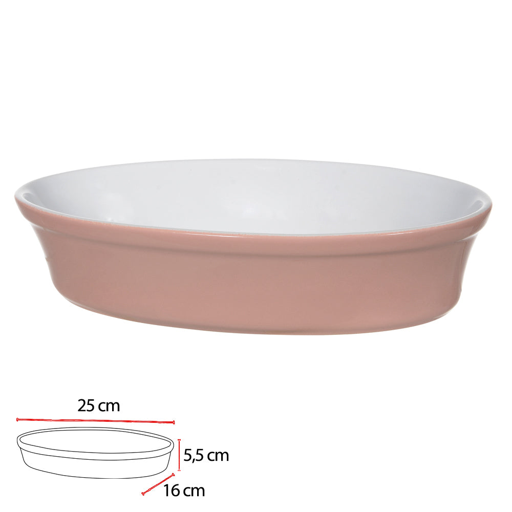 REFRATARIO CERAMICA 800ml 5,5X16X25cm OVAL LISA (ROSA)