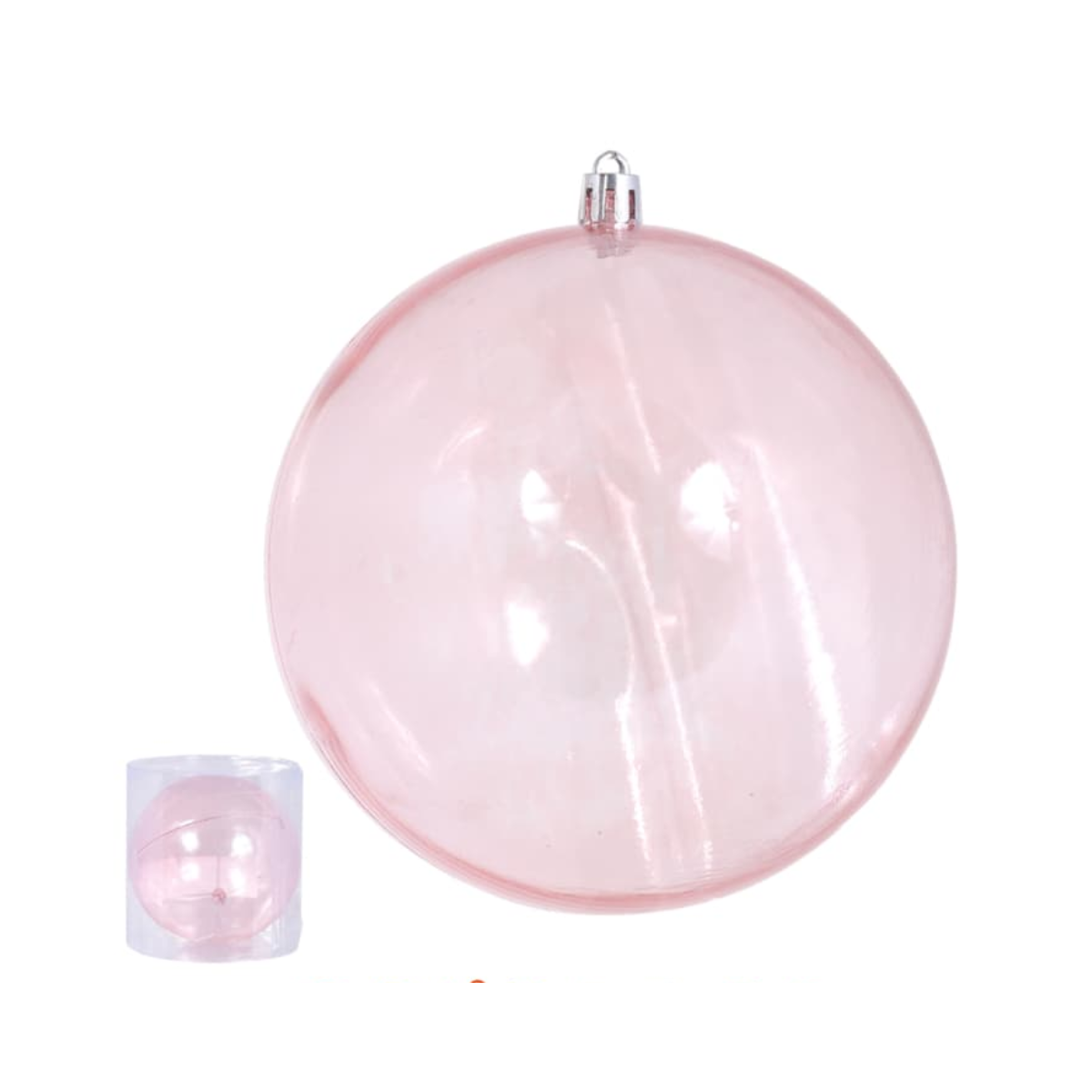 BOLA NATAL TRANSPARENTE ROSA 1 UNIDADE - 15CM
