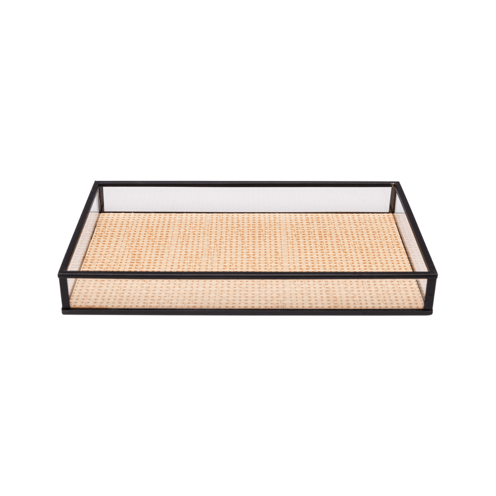 BANDEJA DECORATIVA TOSCANA PRETO METAL – 30CM X 20CM X 3CM