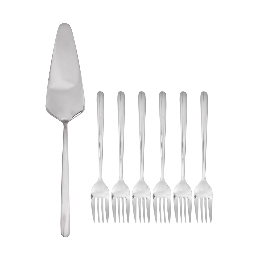 CONJUNTO 7 PECAS ESPATULA PARA BOLO E GARFOS SOBREMESA VIENA - INOX