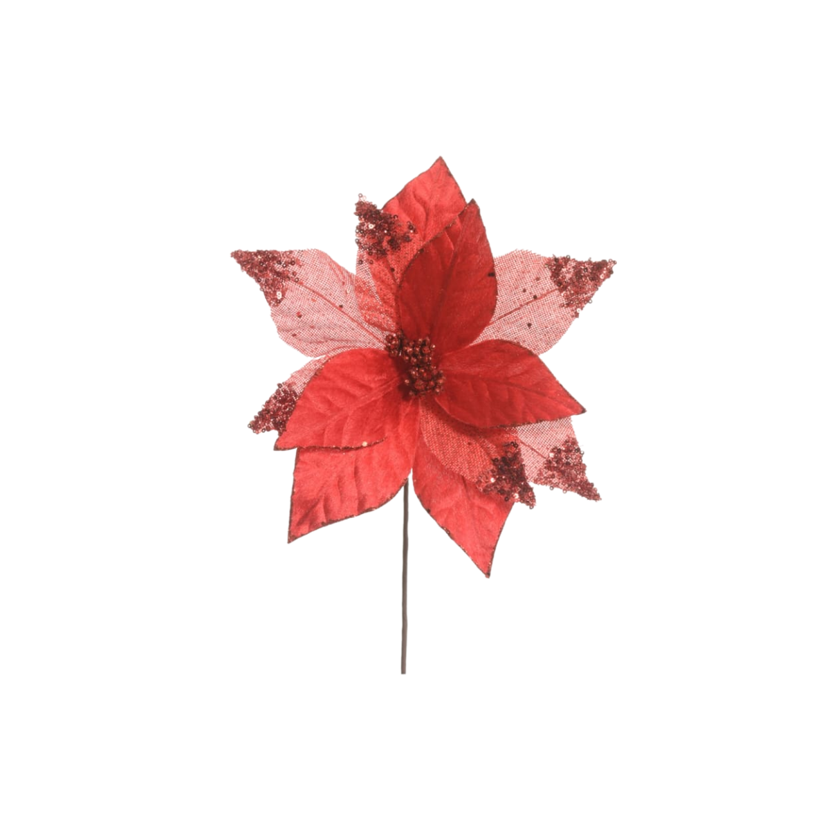 HASTE BICO DE PAPAGAIO AVELUDADO VERMELHO COM GLITTER - 30CM