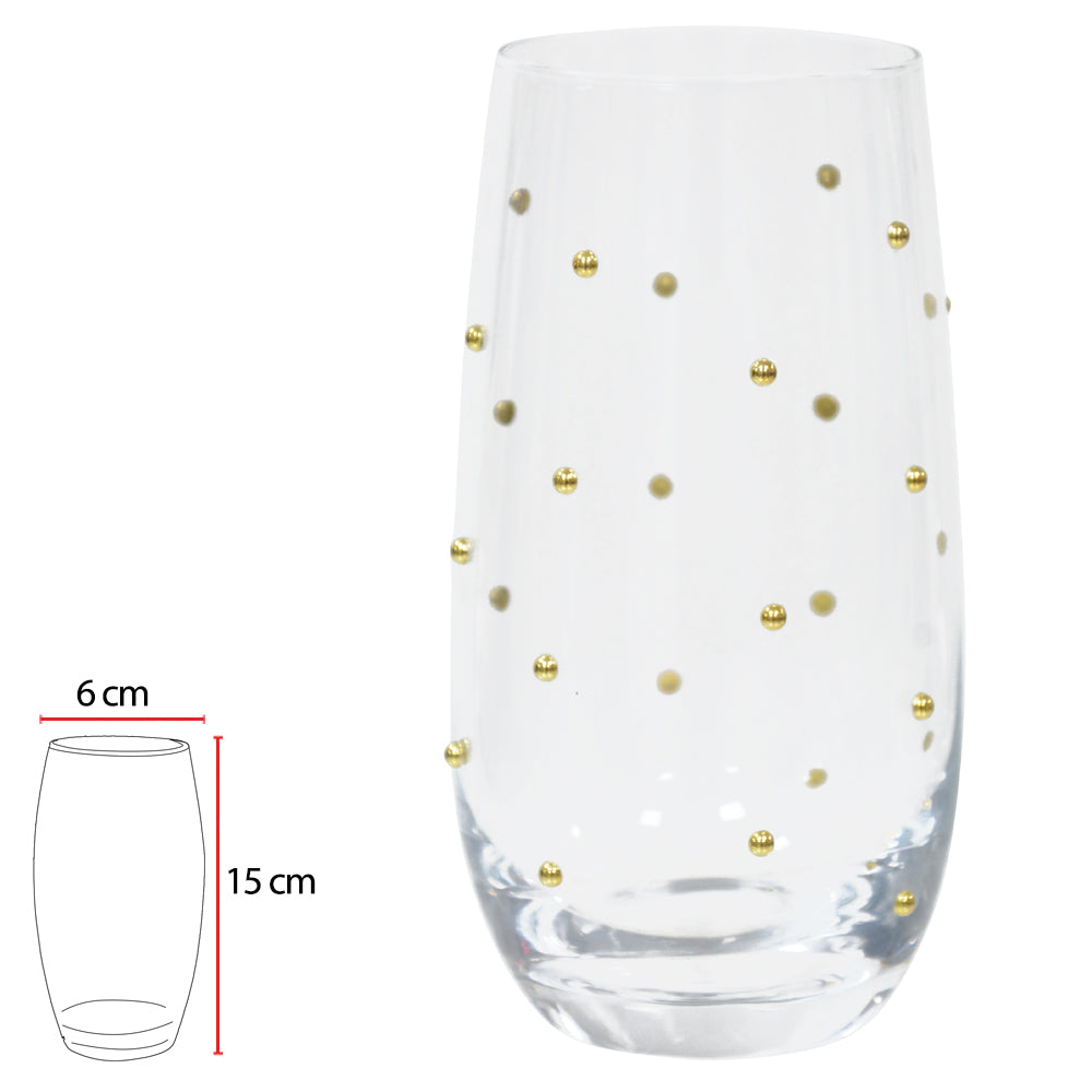 CONJUNTO COPOS COM 2 PEÇAS DOTS (DOURADO) 490ML