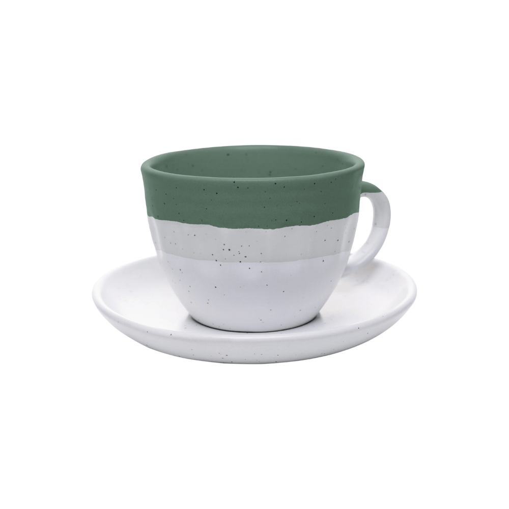 CONJUNTO 4 XICARAS DE CHA COM PIRES OMBRE VERDE CERAMICA – 210ML