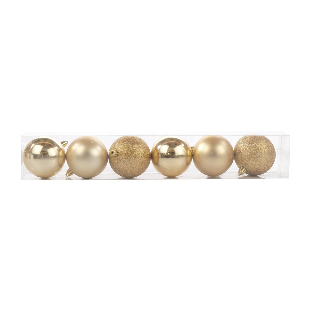 TUBO BOLAS OURO 8CM JOGO COM 6 PEÇAS