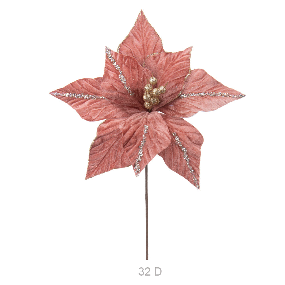 HASTE PICO DE PAPAGAIO AVELUDADO COM GLITTER ROSE 35CM